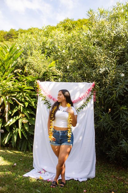 Hawaii Provides- Backyard White Cropped Baby Tee