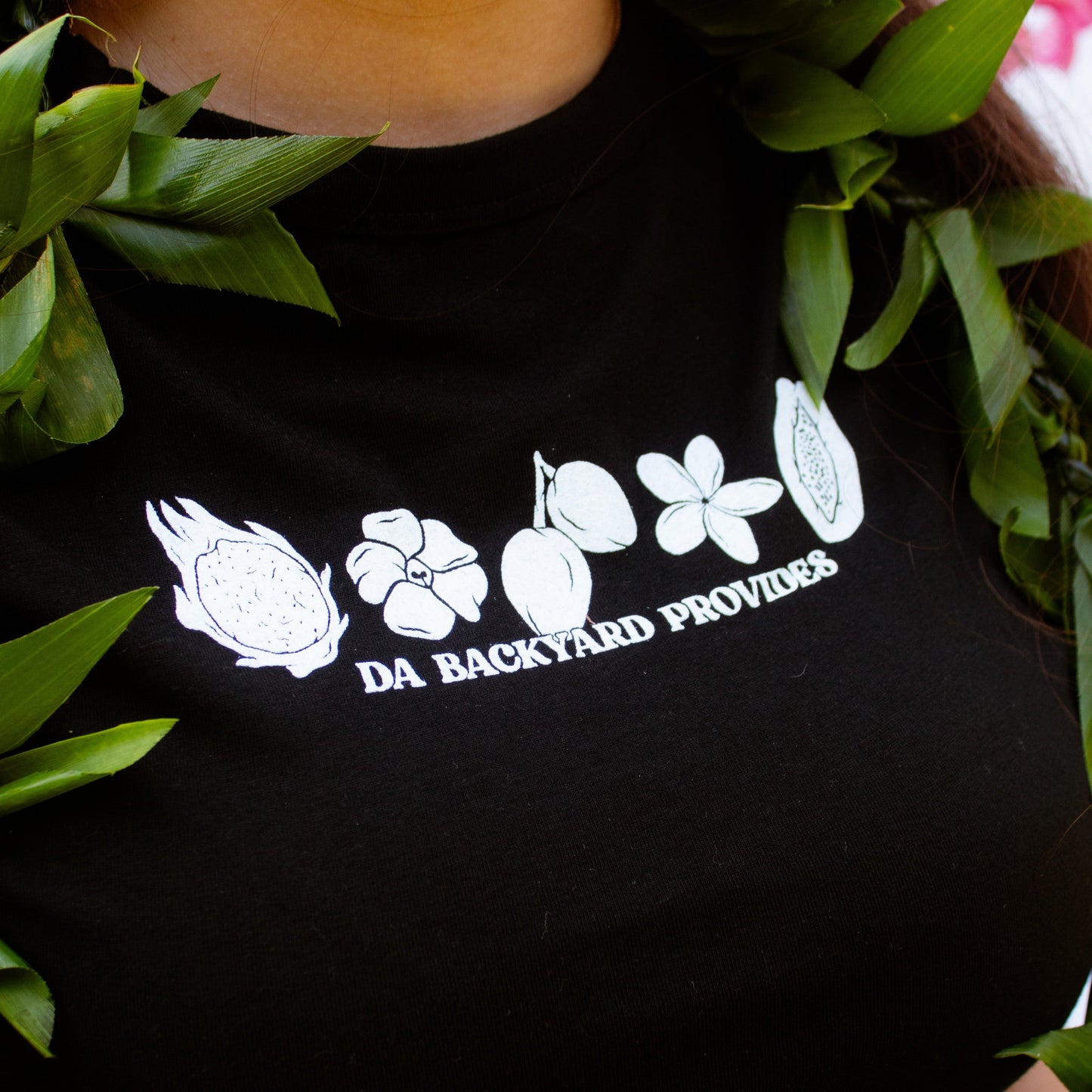 Hawaii Provides- Backyard Black Cropped Baby Tee