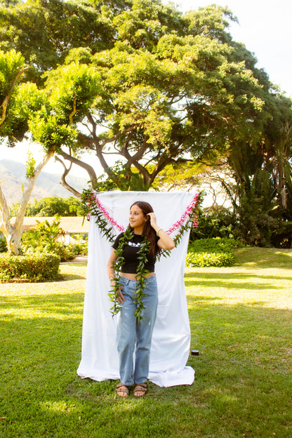 Hawaii Provides- Backyard Black Cropped Baby Tee