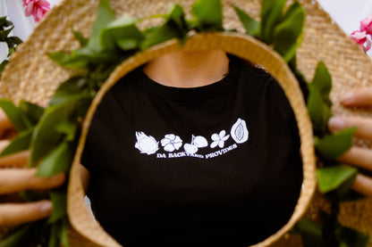 Hawaii Provides- Backyard Black Cropped Baby Tee