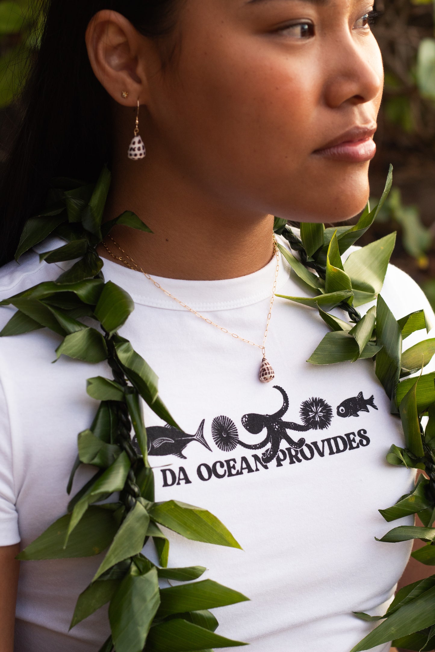 Hawaii Provides-Ocean Provides White Cropped Baby Tee