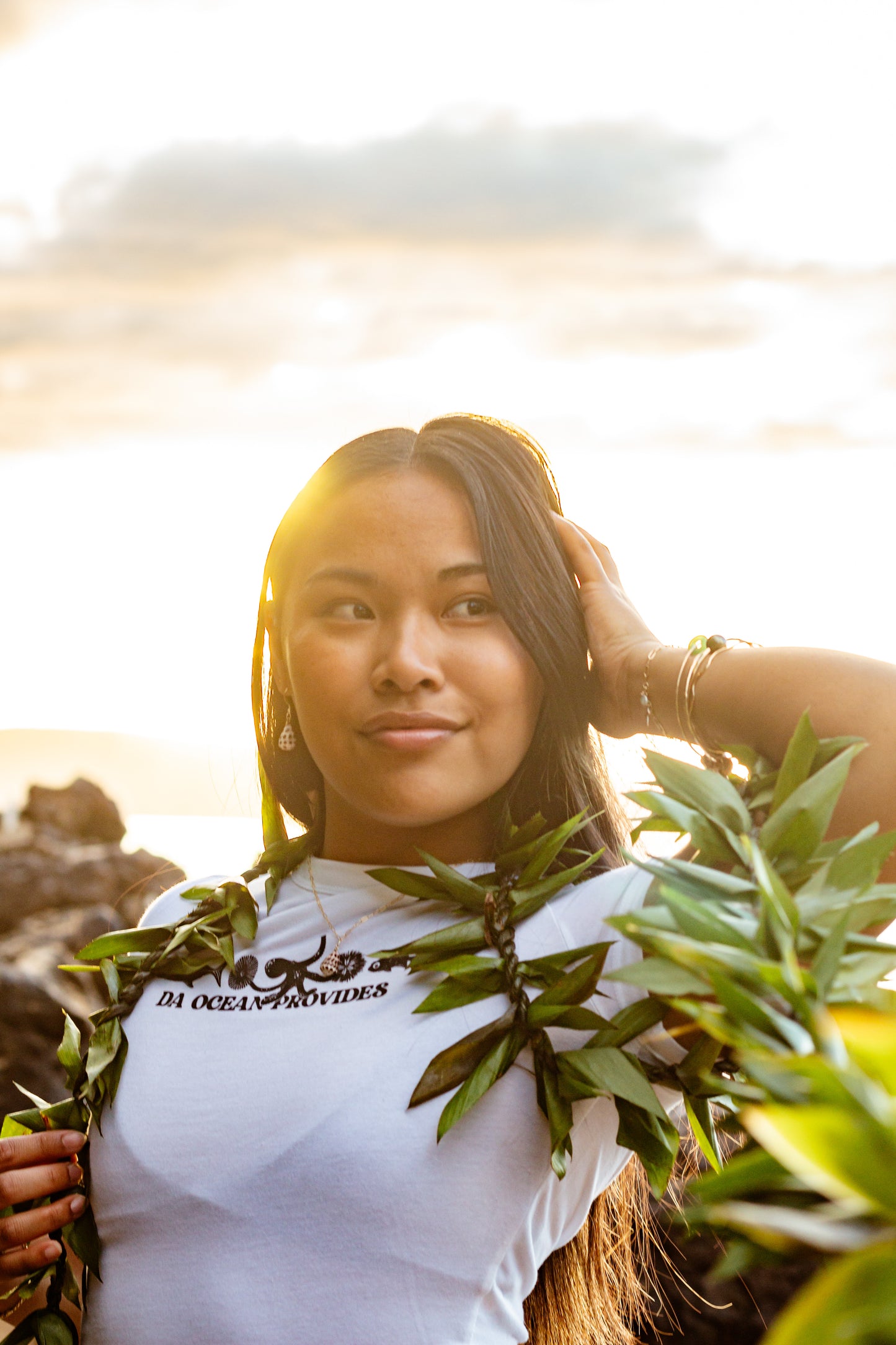 Hawaii Provides-Ocean Provides White Cropped Baby Tee