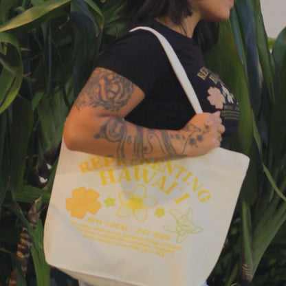 Pickin Home- Representing Hawaii Yellow Zipper Tote